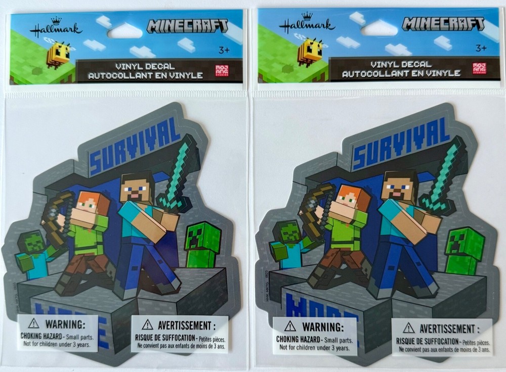 Hallmark minecraft sticker Vinyl Decal Survival Steve & Alex Creeper Zombie