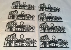 Amusement Park Skyline Die Cuts * Set of 8 * Black or White Cardstock