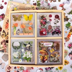 Beautiful 510PCS DIY Sticker Set with Vintage Flowers & Insects for Journaling