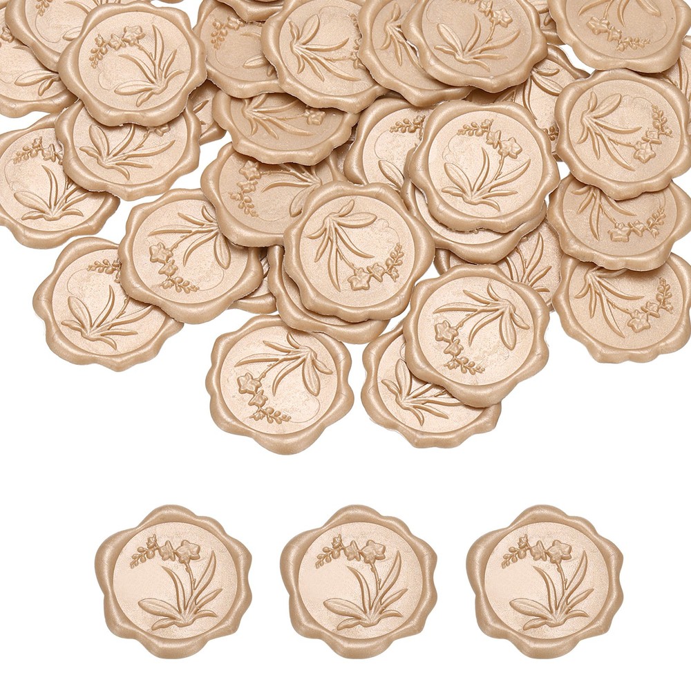 100Pack Wax Seal Stickers Self-Adhesive Envelope Seal Stickers, Champagne Gold