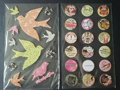 NIP Unknown Brand 29 Floral Chipboard Stickers Birds Butterfly Journal Smash