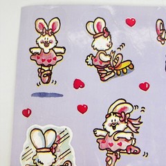 Vintage 3M Ballerina Bunny Ballet Dance 1989 Stickers Sheet