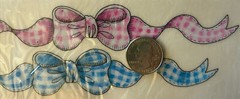 PINK/BLUE CHECKERED BOW BORDER First Impressions Rub-Ons(3″x 12″) Provo•Baby•Boy