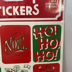 Vintage Christmas Stickers Red Green Snowflakes Tree Ho Ho Ho Noel Jingle Bells