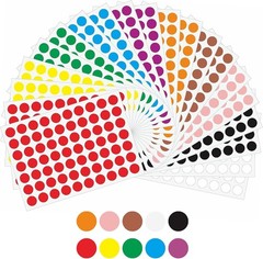 Bright Color Coding Dot Stickers 10mm 1400pcs for Scrapbooking and Organization