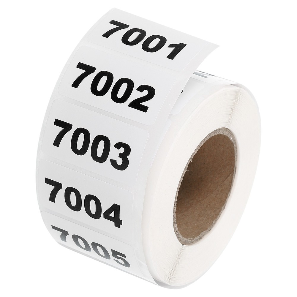 Consecutive Numbered Stickers 7001-8000 for Inventory, 1 Roll 1.6×0.8″