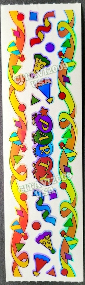 HAMBLY STUDIOS STICKERS HOLOGRAPHIC FOIL BORDERS PARTY CELEBRATION VINTAGE RARE
