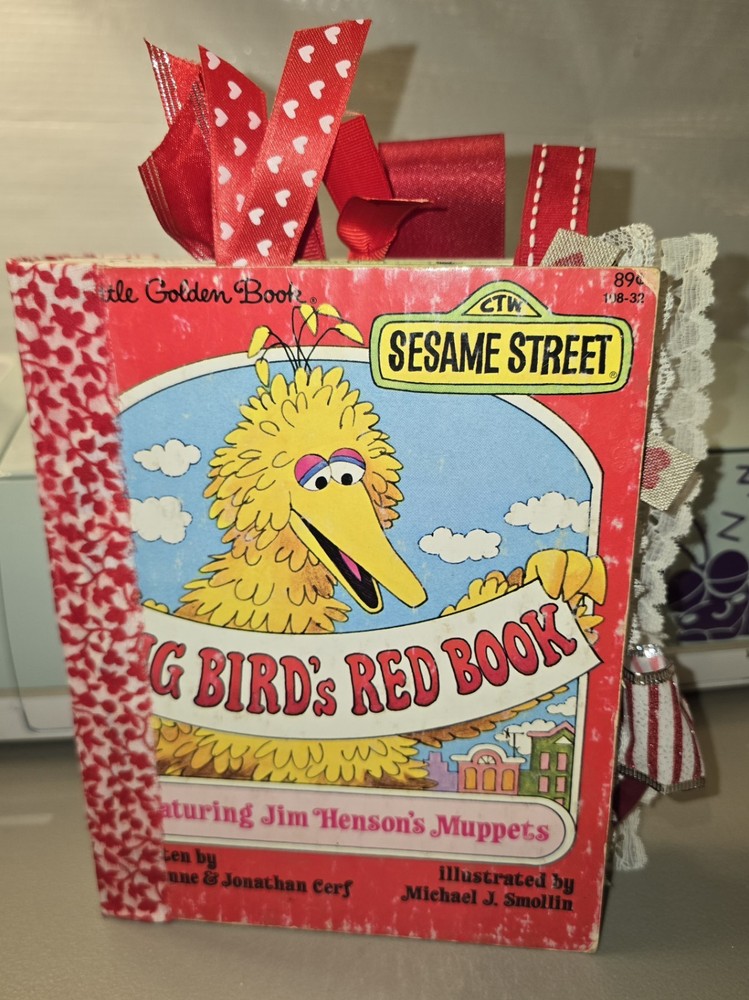 Handmade Junk Journal, DIY, RED, Big BIRD, Altered Book, Junk Journaling