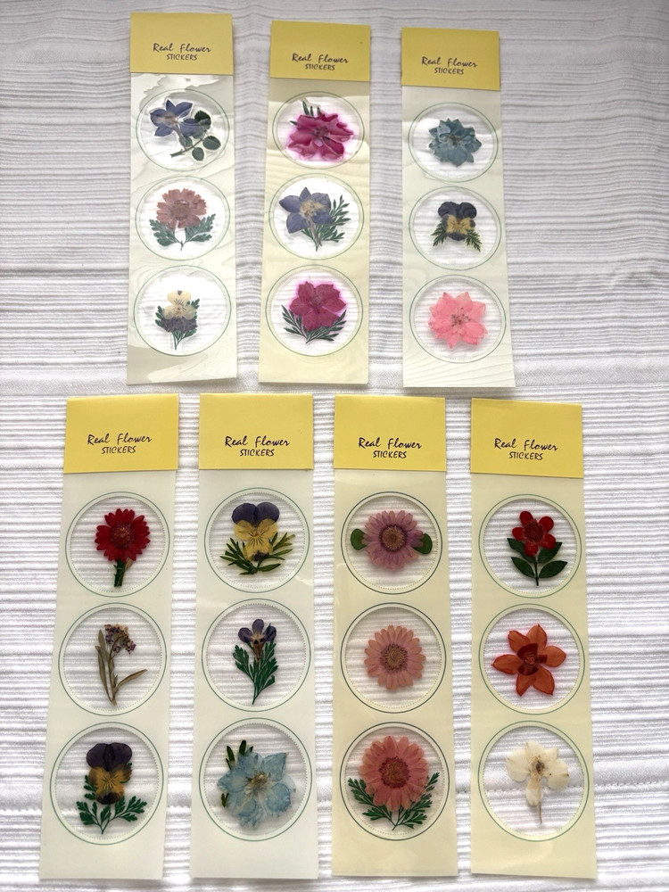 Real Pressed Flower Stickers Scrapbooking Junk Journaling 7 Unopened Packs