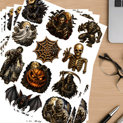 11 Halloween Die Cast Sticker Assortment Sheet Horror Stickers 2.5-4 Inch