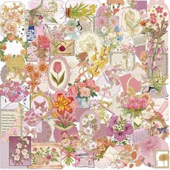 50/100PCS Cartoon Hot Stamping Flower Heart Language Sticker Pack Waterproof Tra