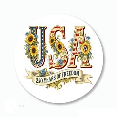 USA SUNFLOWERS 250 YEARS OF FREEDOM SCRAPBOOK STICKERS FAVORS ENVELOPE SEALS