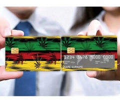 VIBRANT 420 Themed Rasta Pot Leaf Credit/Debit Card Skin/Sticker 4pk