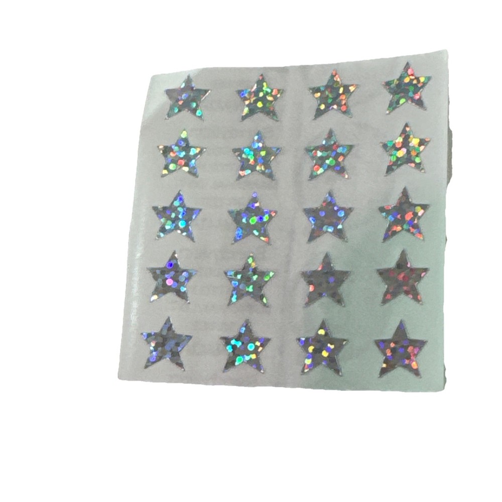 Vintage Sandylion Prismatic Stickers 1 Mod 2″X2″ Sticker Silver Glittery Stars