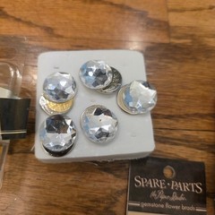 The Paper Studio Spare Parts Craft Brads Lot Flower Gemstone Heart Glitter Mixed