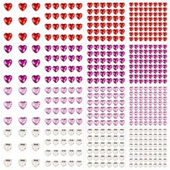 516Pcs Heart Gem Stickers Self Adhesive Heart Rhinestones for Crafting Face Hair
