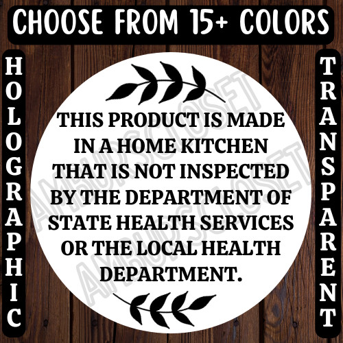 40 COTTAGE LAW STICKERS 2″ LABELS SEALS MADE IN A KITCHEN FOOD FARM STAND