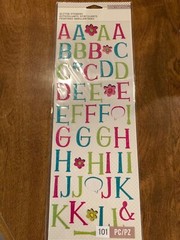 K and Company alphabet glitter stickers-101 letters- pink, blue, green