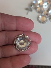 Scrapbooking Crafting Large Clear Silver Rhinestone Brads Embellishments 26pcs