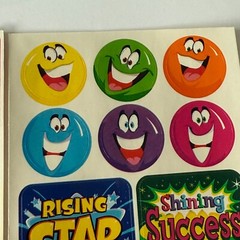 Vintage 16 Merit Stickers Bright emotion Smiley Happy Face Star Smile Faces vtg
