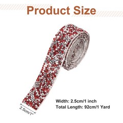 1 Inch x 1 Yard Crystal Rhinestone Sticker Ribbon Silver Red