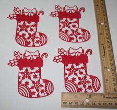 5 CHRISTMAS STOCKING cardstock paper die cut embellishments scrapbook