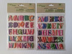 Set of 2 Crafter’s Square Puffy Multicolor Stickers Dot Star Butterfly Paw Print
