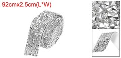 1 Inch x 1 Yard Crystal Rhinestone Sticker Ribbon Silver