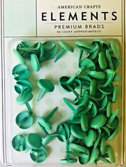 American Crafts Elements 50 Count Prem. Med, Brads Lt Green Scrapbooking Crafts