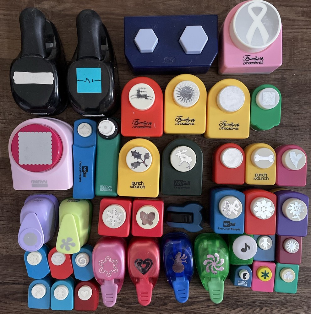HUGE MIXED LOT 40 PAPER CRAFT PUNCHES Scrapbooking HOLIDAYS SHAPES FLOWERS
