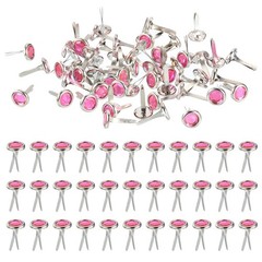 250 x Paper Fasteners Mini Metal Rhinestone Fastener Pink 0.5″x0.3″