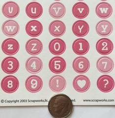 PINK ALPHABET CIRCLES(70pc)ScrapWorks Alphadotz•Letters•Upper/Lower Case•Numbers