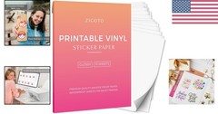 Printable Vinyl Sticker Paper – Glossy White 8.5 x 11 inch Sheets for Your In…