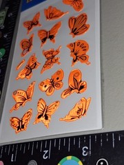 vintage stickers Orange Black Butterflies Germany Leucht Sticker 1 Sheet Pkg