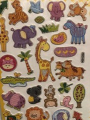 Cute Zoo Animals Glitter Puffy Sticker Sheet Scrapbook Kids Diary Collect