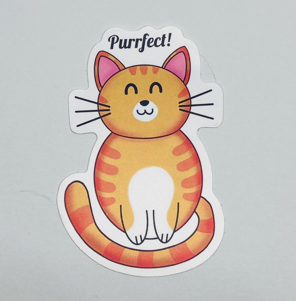 “Purrfect!” Cute Happy Cat Wall Art Sticker for Home School Kids Decals tc1