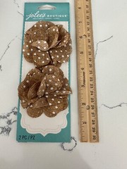 Jolee’s Boutique Embellishments 2PK Polka Dot Burlap Flowers Scrapbooking Crafts