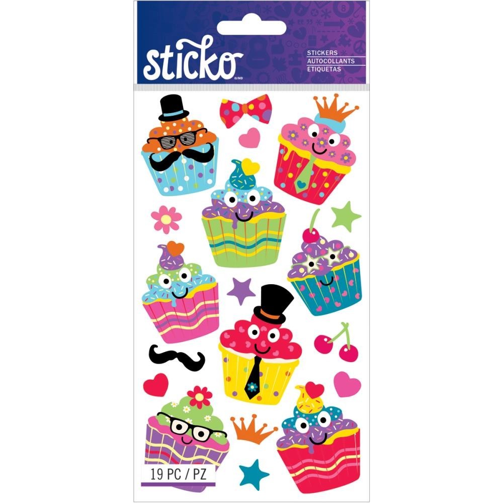 Craft Stickers Stickos Cupcakes Dress Up Tie Hats Glasses Colorful Frosting