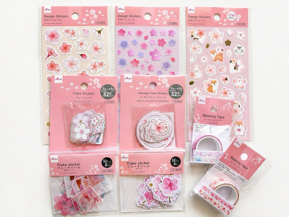 Japanese Sakura Stationery Gift Set Cherry Blossom Stickers Washi Tape Kawaii
