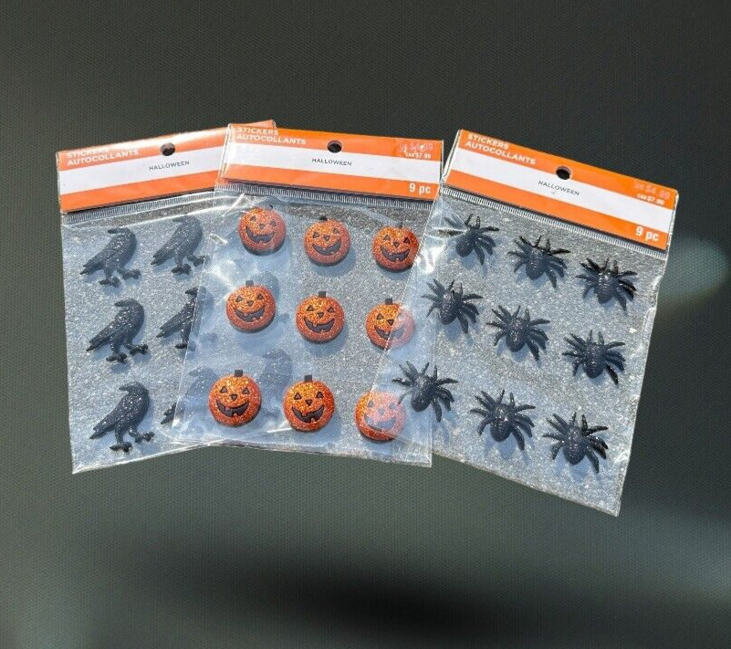 Recollections Halloween Sticker Pumpkins Spiders Black Crow Puffy Glitter Choice