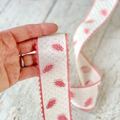 2.63 yards x 1.75 antique Pink French Ribbon silk woven 18th century note hand