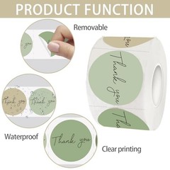 Thank You Sticker,500pcs 1.5Inch Green Thank You for Supporting My Small