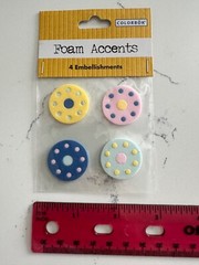 Colorbok Foam Accents 4 Embellishments ~ Circle’s w/Dots Scrapbooking Crafts