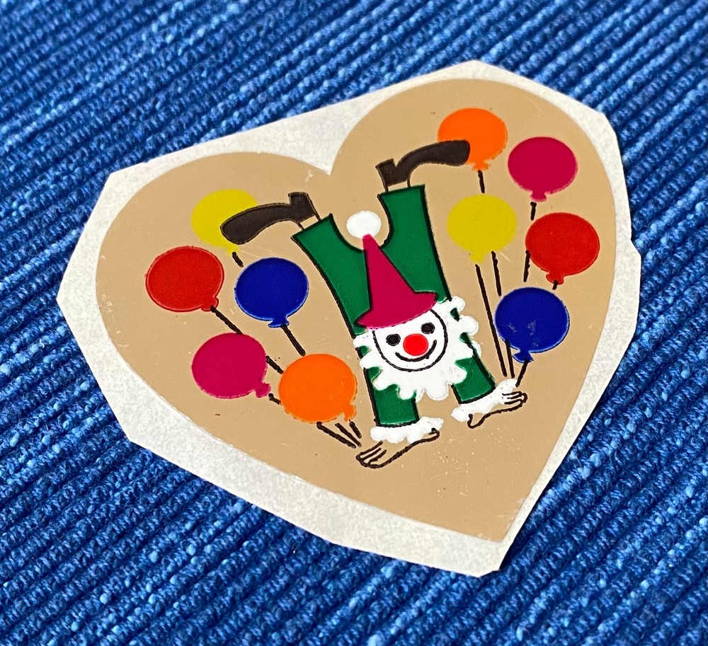 Vintage Sandylion Heart Foil Sticker Mod Balloons Clown 988A