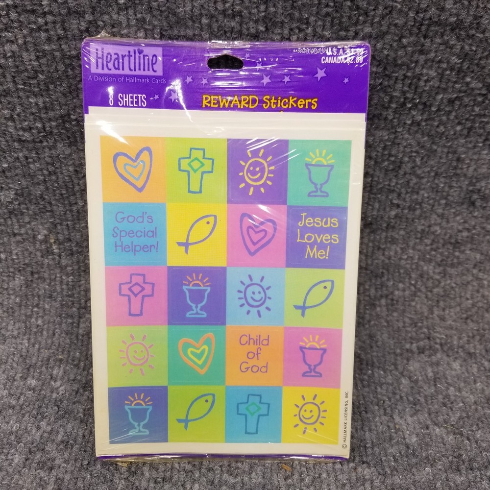 Vintage Hallmark Stickers Jesus Loves Me Cross Christian Heartline 8 Sheets