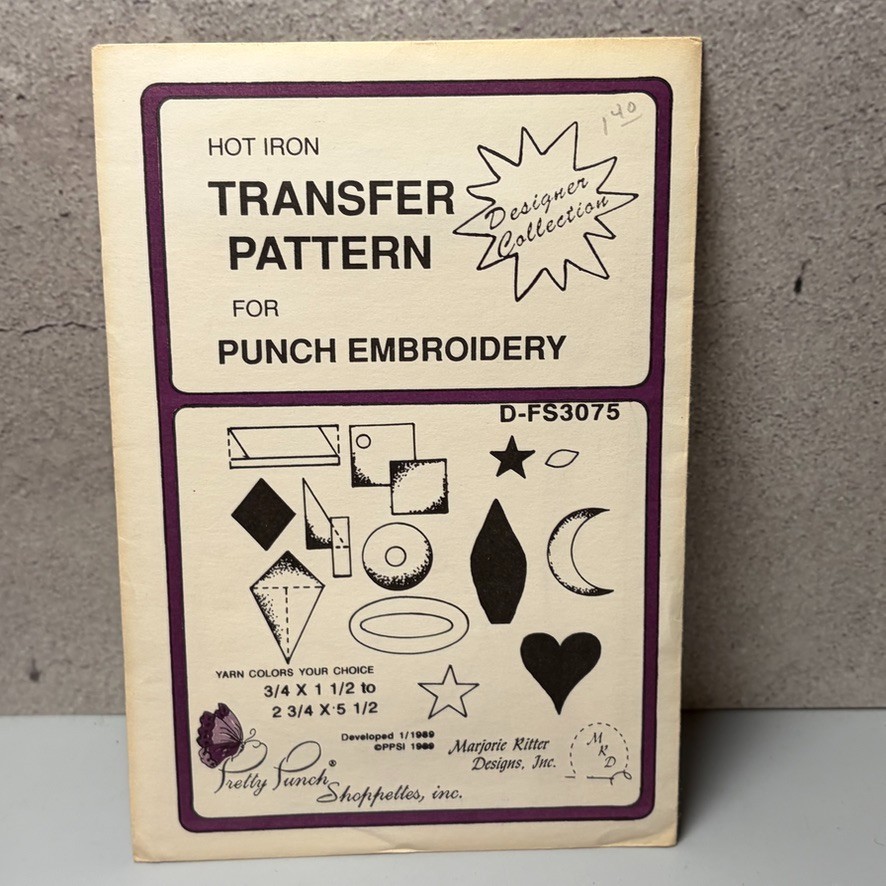 VTG MCM Designer Collection Transfer Pattern Iron On Punch Embroidery Shapes