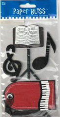 Vintage Paper Bliss Piano Music CONCERT Theme 3-D stickers 98378 Fast FREE Ship!