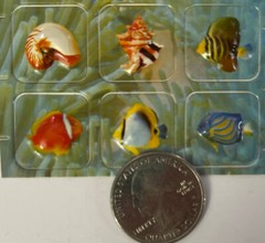 TROPICAL FISH #2 Dimensional Pop-Up Sticker(9pc)Ocean •Crab•Seashells•Tang Fish