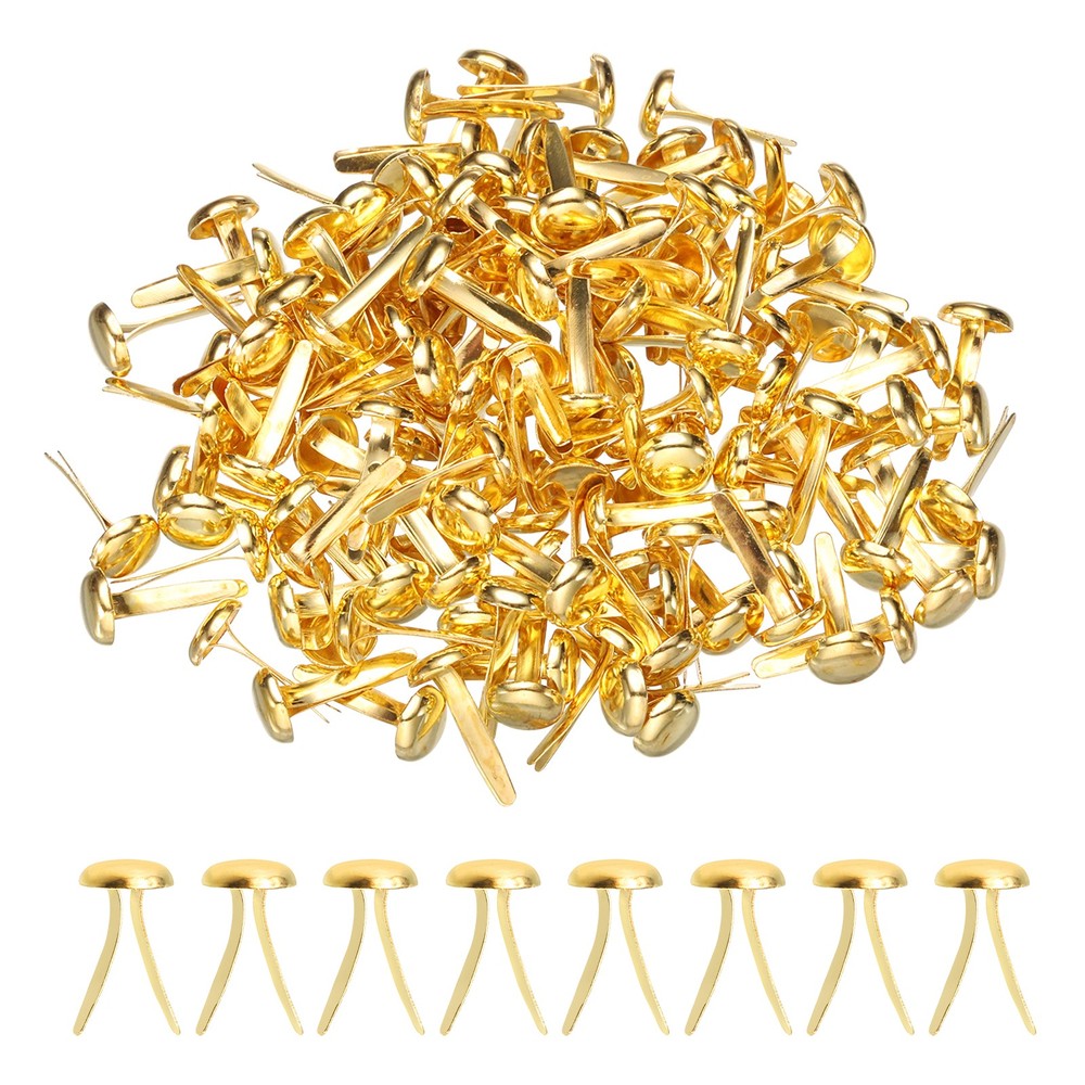 250Pcs Brads Paper Fasteners, 4.5×8 mm Metal Round Head Split Pins, Golden
