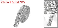 3/5 Inch x 1 Yard Crystal Rhinestone Sticker Ribbon Silver